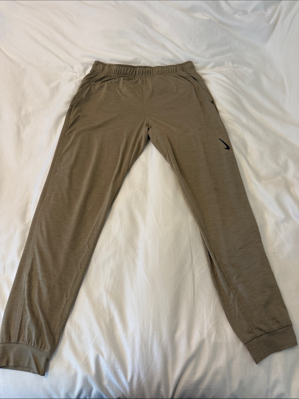 Nike Tan Yoga Dri-FIT Joggers with Black Logo